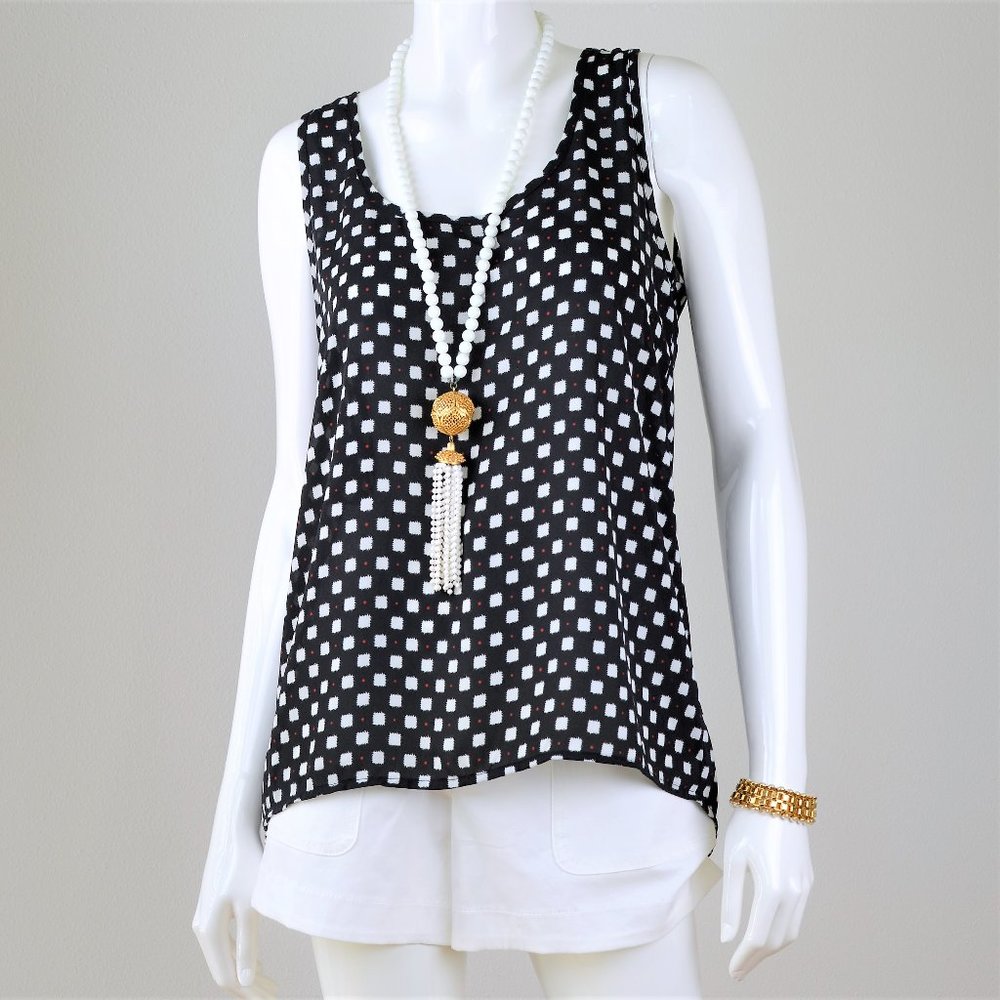 Square dotted sheer top